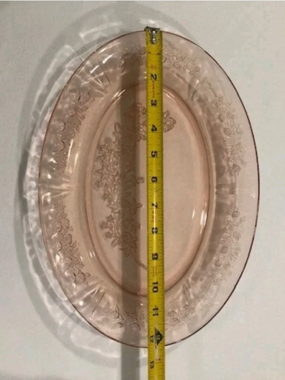 Federal Glass Company Sharon Pink Depression Glass oval platter from 1935–1939,